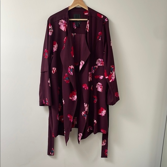 Maison Cinqcent 500 Floral Open Front Belted Jacket Cardigan Kimono Cover Up XL - Picture 2 of 8